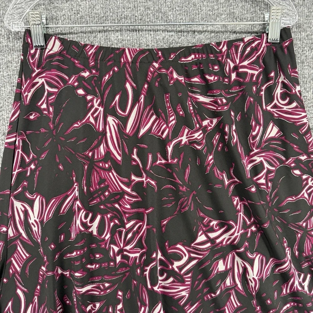 Chicos Skirt Womens‎ L Black Purple Floral Pull On Flowy 90s Fairy Grunge Modest